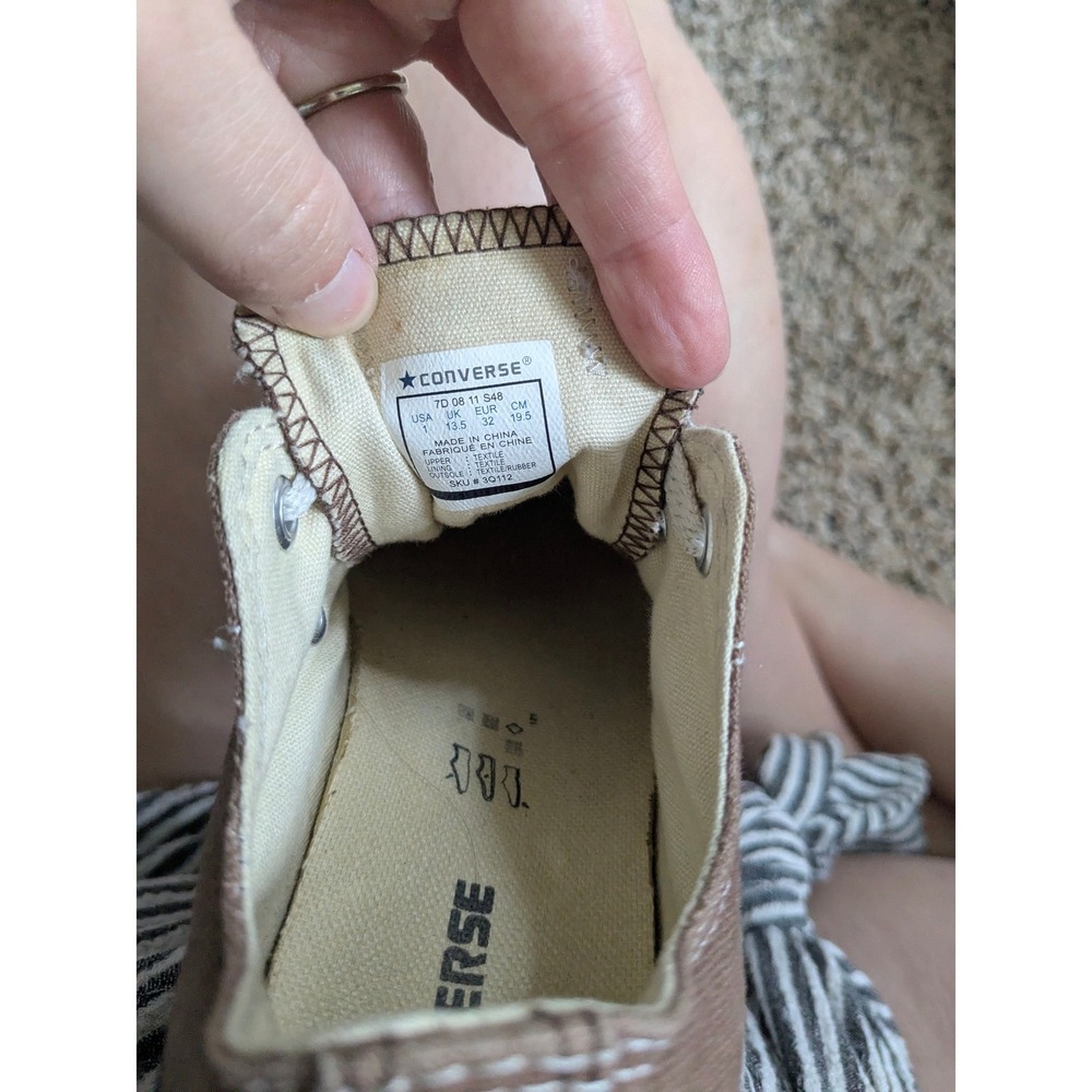 Converse Chuck Taylor All Star Low Top Brown Canvas Kids Sneakers Size 1 3Q1112 - Picture 8 of 8